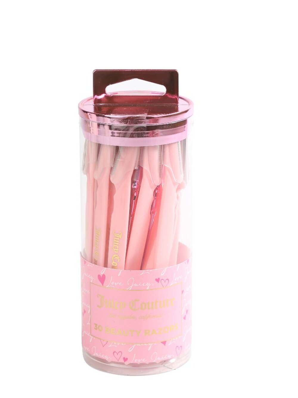 Juicy Couture Set of 30 Face Shavers in cylindrical jar
